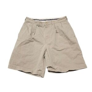 Vintage Polo‎ Ralph Lauren Mens Beige Pleated Shorts Cotton Casual Size 34